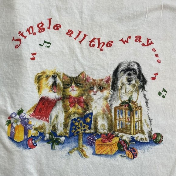 M & O Knits woman's t-shirt Christmas Humane Society size L Graphic print - Picture 8 of 8